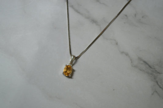 Elegant Ceylon Natural Citrine & Silver Necklace
