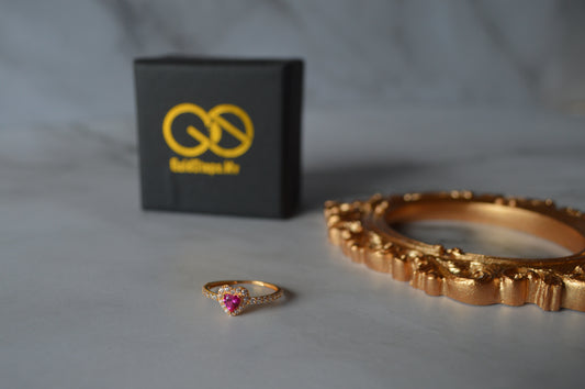 GS0525 KSA HEART RING WITH Pink ZIRCON