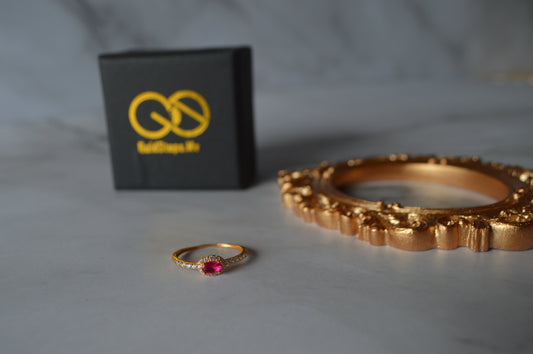 GS0527 Ring WITH oval Pink ZIRCON