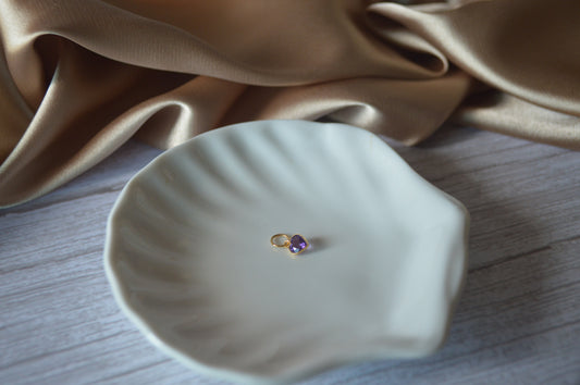 18K Gold Pendant with Heart Purple Natural amethyst