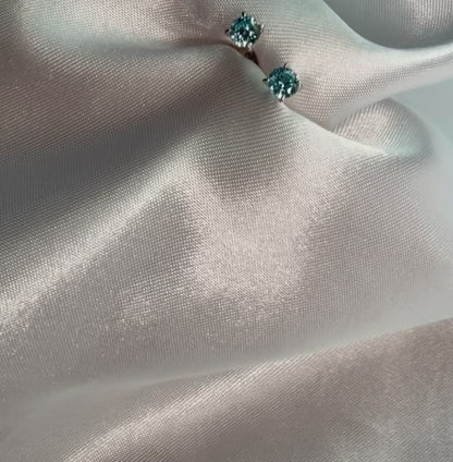 925 Sterling Silver Ball Back Blue Zirconia (4mm) Stud Earrings
