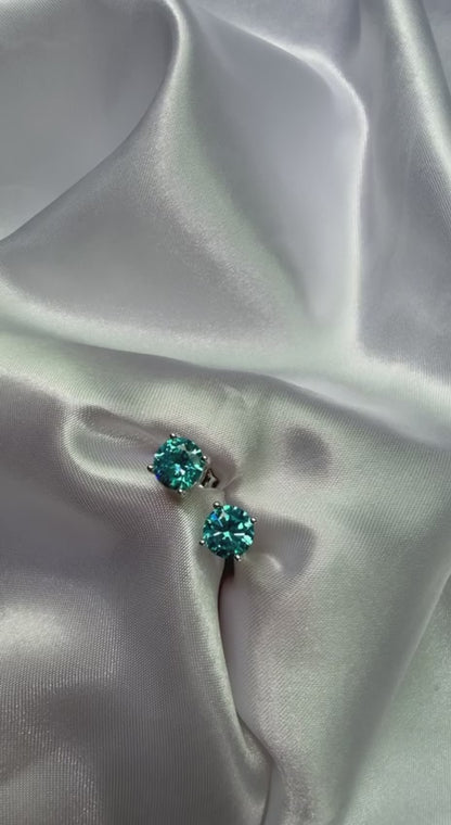 925 Sterling Silver Blue Zircon Stud Earrings (6 mm )