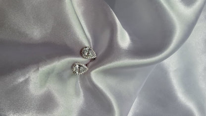 925 Sterling Silver Pear Cut Halo Stud Earrings