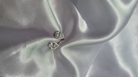 925 Sterling Silver Pear Cut Halo Stud Earrings