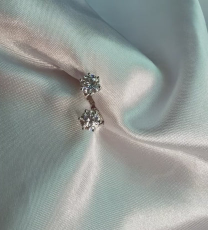 Sterling Silver 925 Moissanite Round-Cut Solitaire Stud Earrings