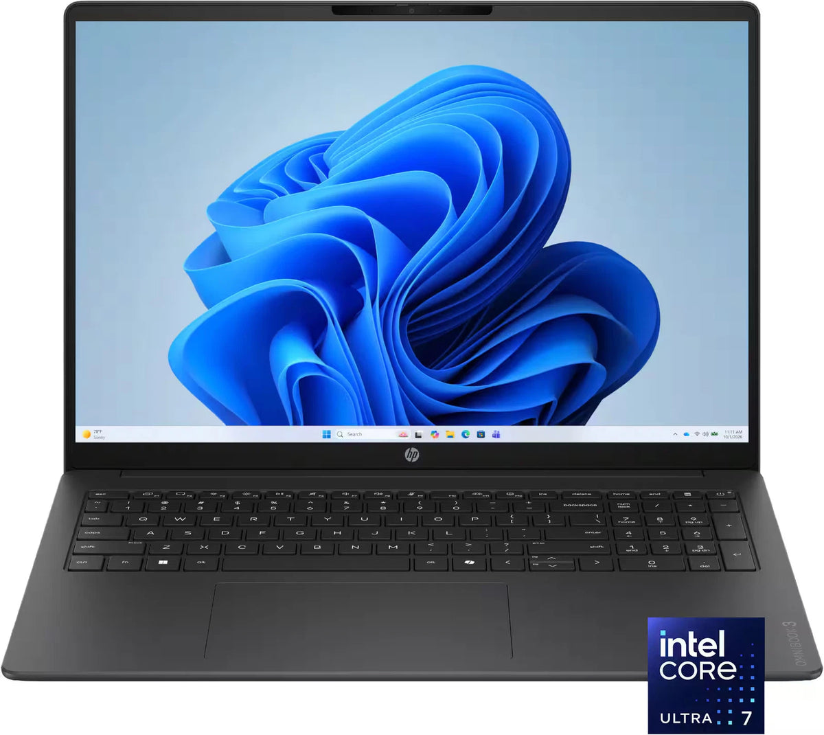 HP OmniBook 3 16" 2K Touchscreen Laptop Intel Core Ultra 7 255U, 16GB DDR5 RAM, 512GB PCIe Gen4 SSD, Wi‑Fi 7, Windows 11 Home - Mica Silver