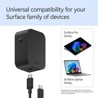 Microsoft - Surface 45W USB-C Wall Charger - Black