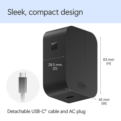Microsoft - Surface 45W USB-C Wall Charger - Black